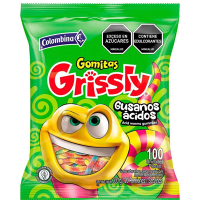 Grissly Gusanos Acidos x 100 Unidades 250g
